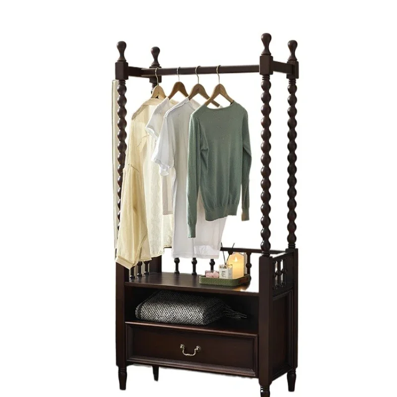 

retro solid wood coat rack, floor-to-ceiling hanger in the bedroom, medieval style clothes artifact