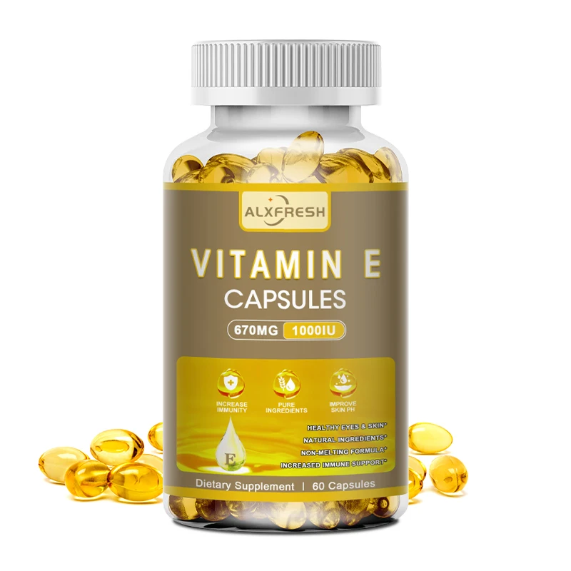 Alxfresh Vitamin E 670 mg (1000 IU) - Natural Dietary Supplement Antioxidant, Skin, Immune System Support, Gluten Free, Vegen