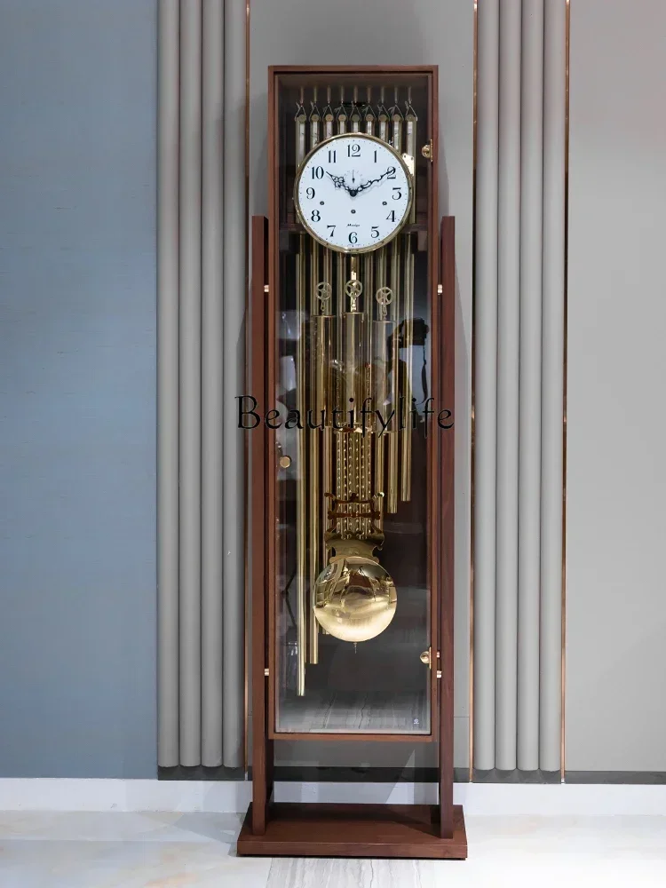 German Hermle the Grandfather Clock Living Room Mechanical Clock Chinese Retro Large Pendulum Clock Nine-Tone Tube
