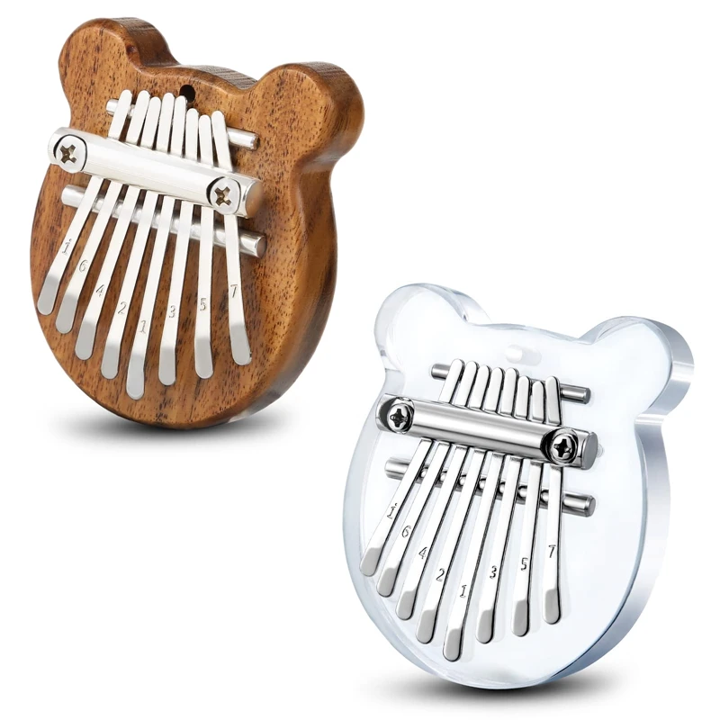 6Pack Mini Thumb Piano With 8 Key Finger Piano Portable Pocket Kalimba Piano Cute Cat Bear Heart Shape Mini Finger Piano