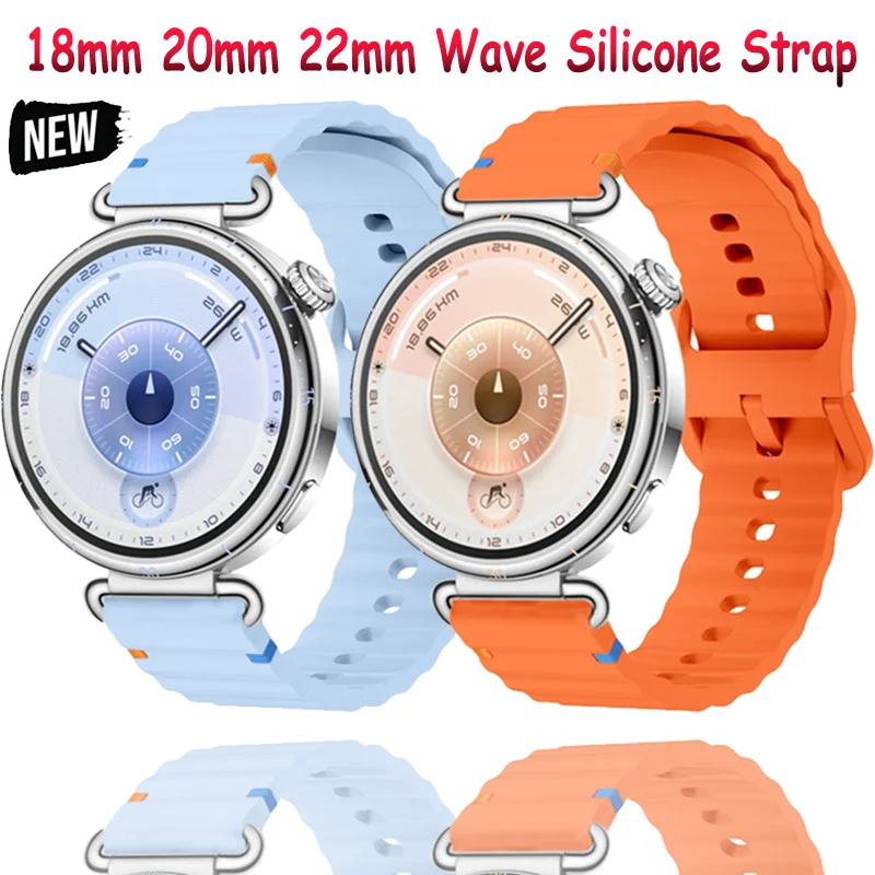 18mm 20mm 22mm Wellen-Silikonarmband für Huawei Watch GT6-5-4 41mm/5 GT5 Pro 42mm Sport Atmungsaktives Armband Xiaomi Watch S4 41mm