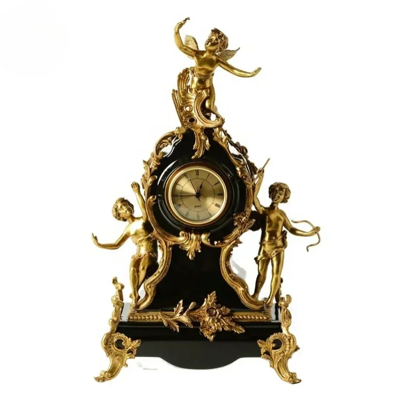 Luxurious interior home decor Black Clock Ornaments Decor Accessories Angel desktop clock For Home Decoration Hot sales