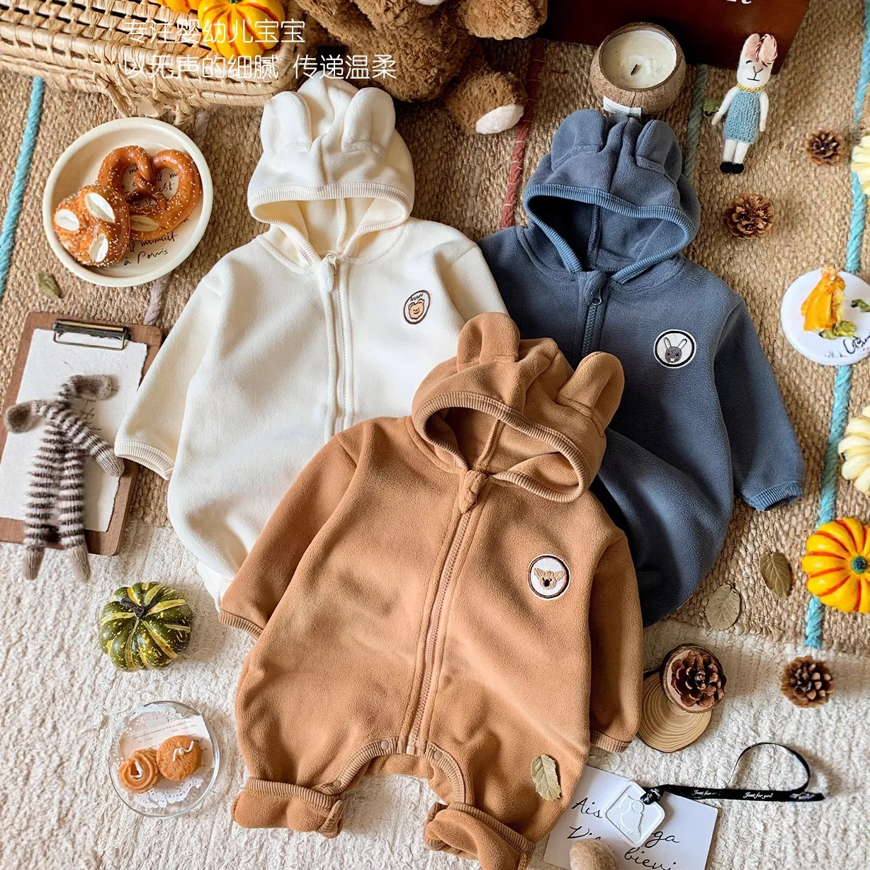 2026 New Baby Winter Romper Fleece Warm One Piece Outfit Thermal Thick Jumpsuit Infant Boys Cozy Outdoor Wear Autumn Winter Baby