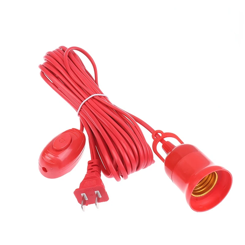 

3/5/8/10m Red Lamp Bases Universal With Switch Led Bulb Socket Adapter E27 Screw Lamp Holder Replace Hanging Cord Extension
