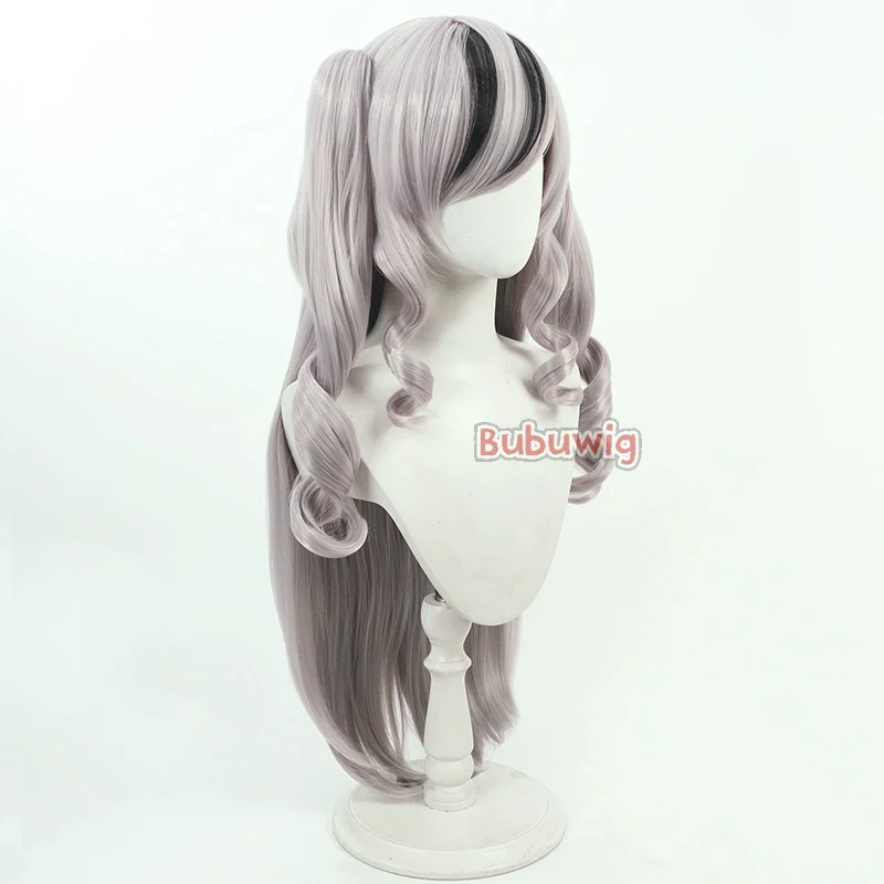 Bubuwig Synthetic Hair Elbe Cosplay Wigs Azur Lane Elbe 90cm Women Long Wavy Gray Mixed Black Ponytail Cos Wig Heat Resistant