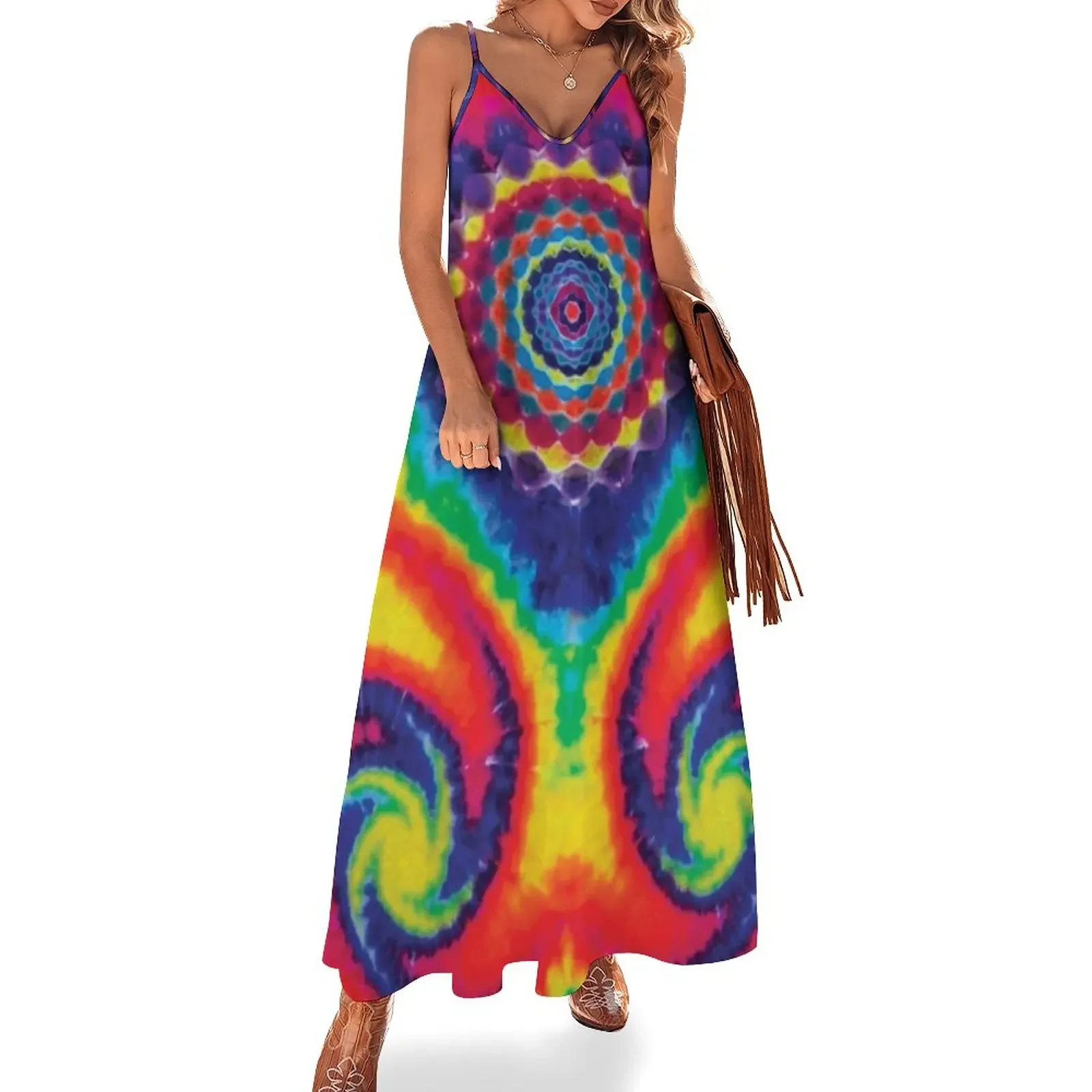 

Mandala Mini Spiral Crumble Rainbow Tie Dye Sleeveless Dress women's summer jumpsuit party dresses woman prom dress