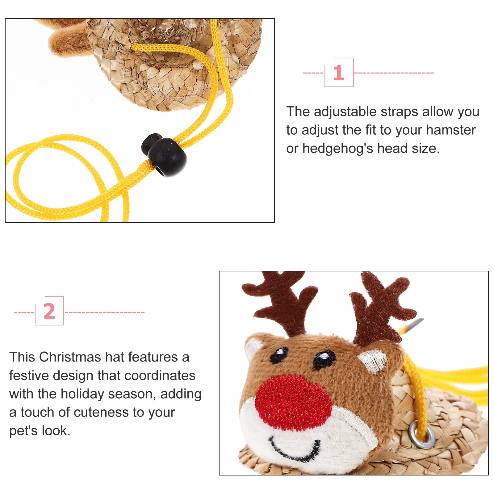 

Small Animal Christmas Hat Adjustable Cotton Hamster Cap Holiday Pet Photo Prop Small Pet Xmas Costume Hamster Cartoon Hat