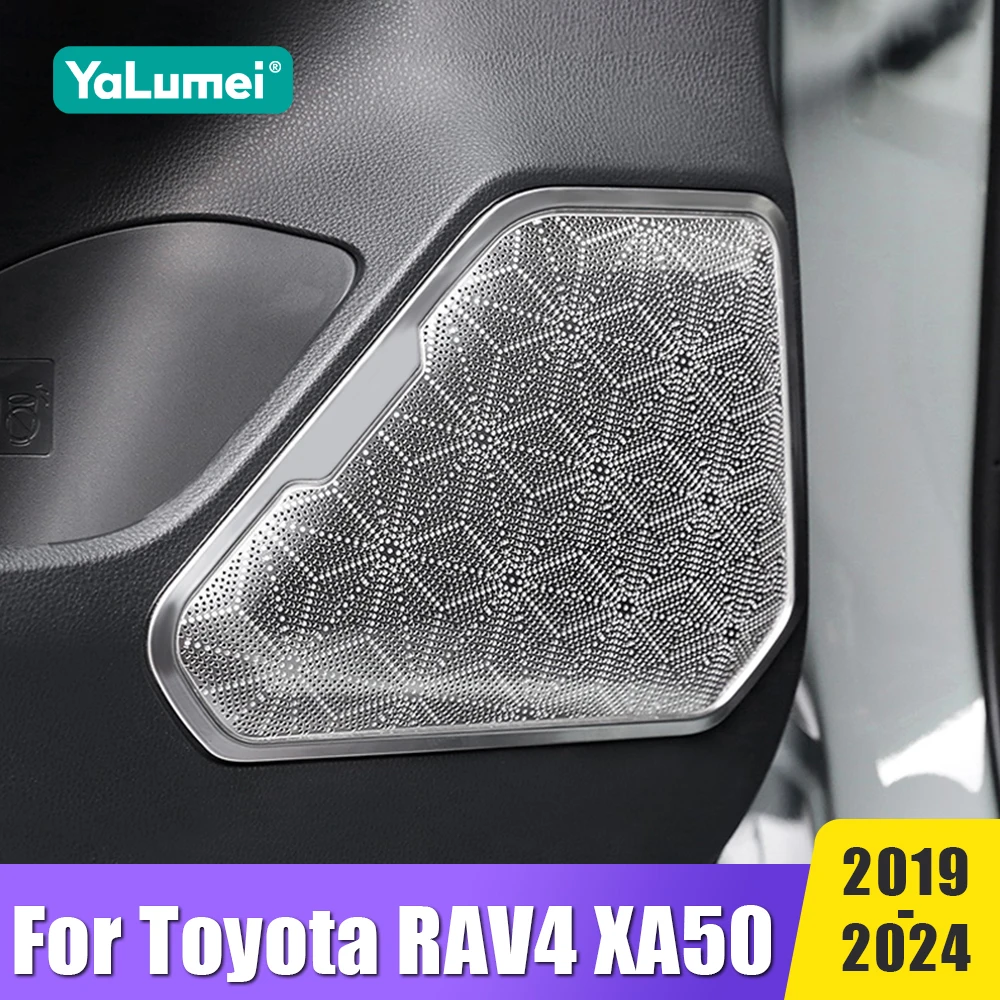 Stainless Car Audio Speaker Cover Door Speaker Cover Horn Trim Accessories For Toyota RAV4 XA50 2019 2020 2021 2022 2023 2024