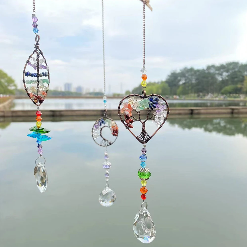 1Pcs Crystal Tree Prisms Glass Pendant Wind Chimes Rainbow Maker Drop Suncatcher Indoor Window Car Hanging Garden Decor Gift DIY