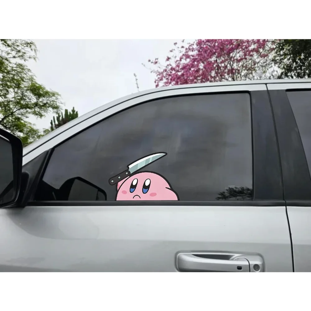 Picture 4: Cute Kirby Vinyl Sticker, Peeking Car Decals, Funny Stickers - Anime Stickers - Waterproof Bumper Sticke