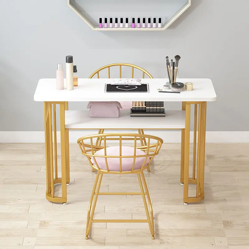 

NordicImitation marble board net celebrity marble pattern nail table chair set wrought iron single double triple manicure table