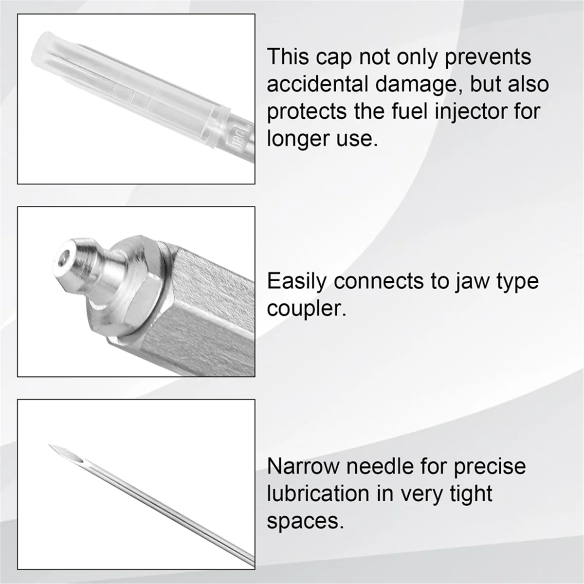 New 4pcs 90 Degree Grease Needle Fitting Set,Including 1 Grease Needle Nozzle,1 Dispenser,2 Grease Injector Needle with Cap