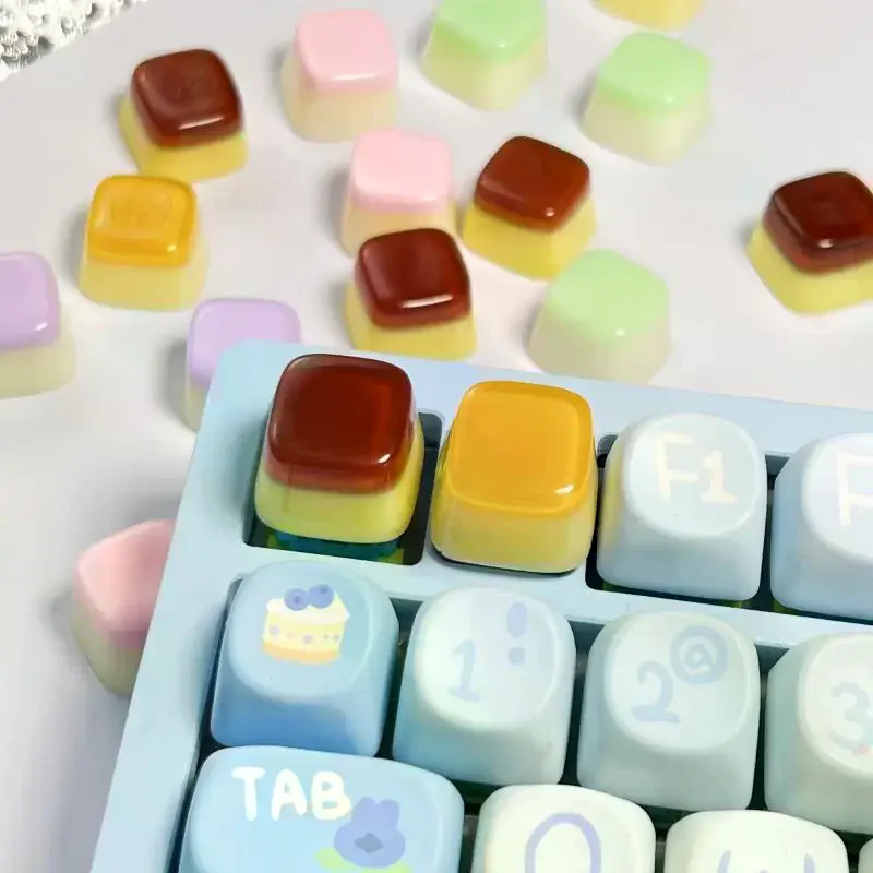 1Pcs Personalized Cross Shaft Mechanical Keyboard Key Caps DIY Transparent Jelly Pudding Keycap Accessories