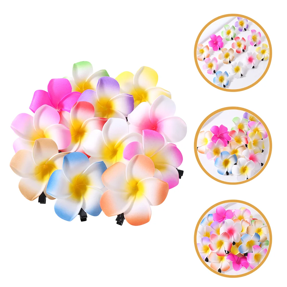 12 Pcs Frangipani Headdress Flower Hair Accessories For Women Clip Hawaii Plumeria Hawaiian Barrette Door