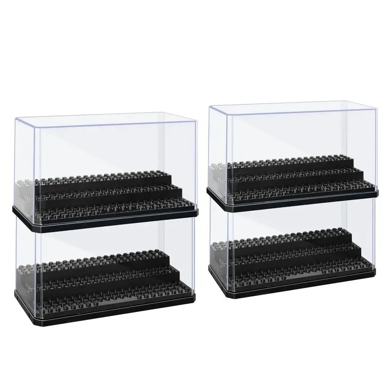 4 acrylic display boxes for portraits, stackable and dustproof, for storing Lego toys and action figures.