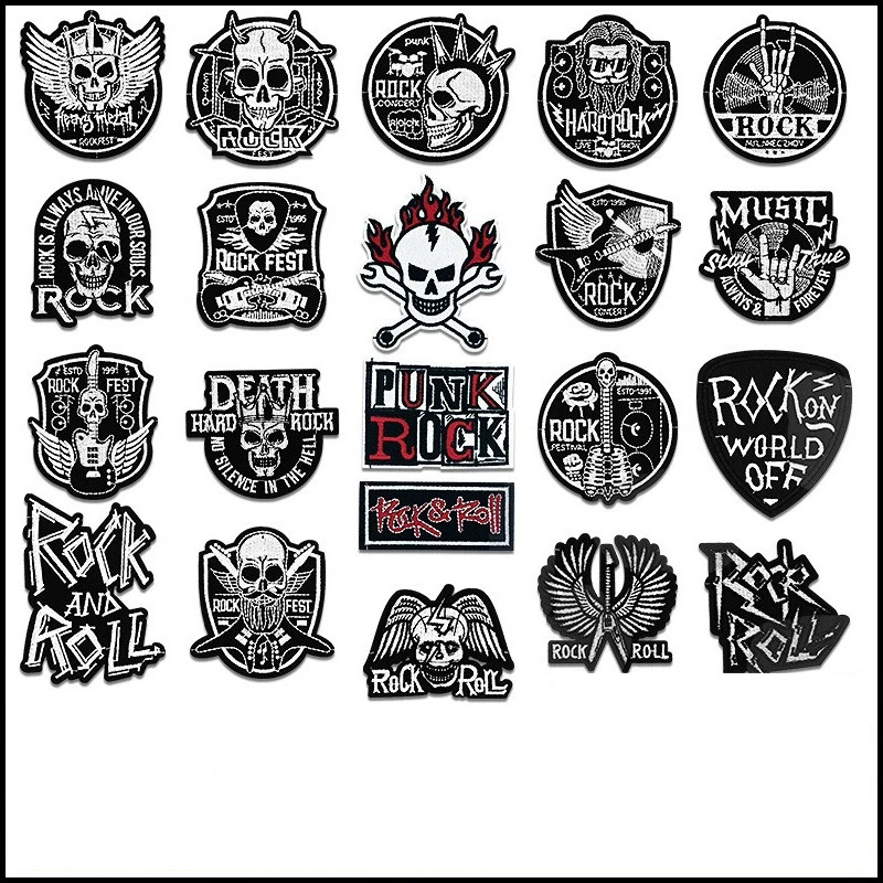 1PCS Clothseam-free Washable Water Patch Cross-border Hot-selling Ironing Adhesive-backed Rock Punk Style Skull Embroidery
