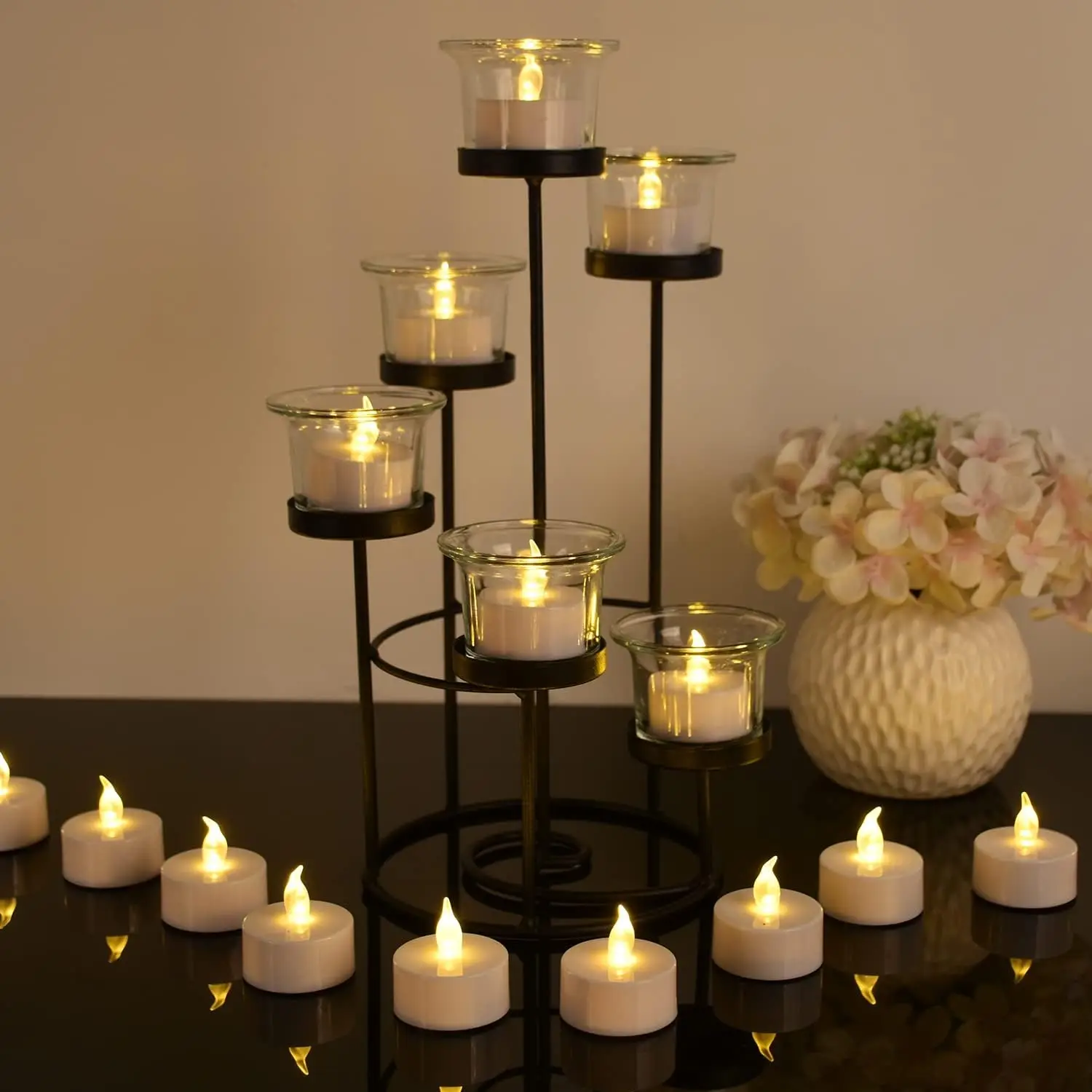 12-96 قطعة شمعة LED عديمة اللهب الإبداعية متمنيا Led الشاي ضوء دافئ أبيض عديمة اللهب شمعة هالوين زينة عيد الميلاد ضوء شمعة