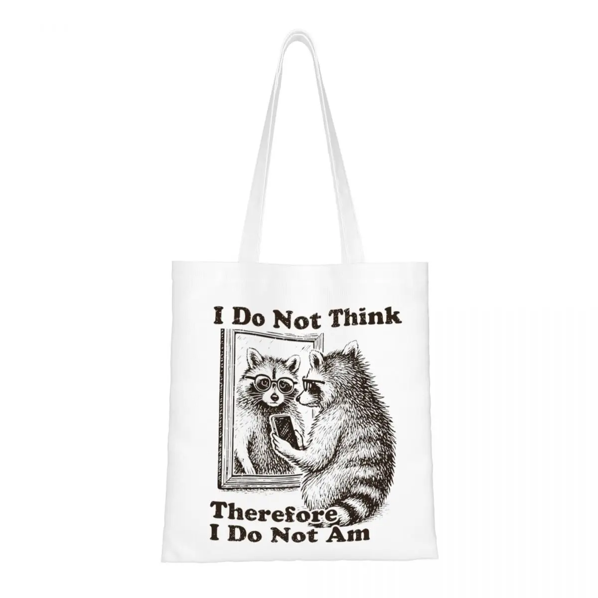 Femmes hommes raton laveur je ne pense pas là, je ne suis pas, fourre-tout, sac d'épicerie en toile pour sacs à main d'étudiant