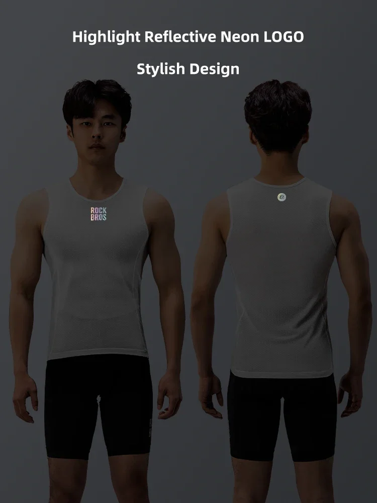 ROCKBROS Bike Vest Breathable Men\'s Sleeveless Short Summer Undershirt Windbreaker Tshirt Quick Dry Elastic Mesh Underwear