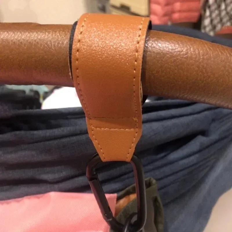 1/4pcs Stroller Hooks Baby Diaper Bag Hook Organize PU Leather Adjustable Pram Multi-function Hook Strong Bearing High Quality