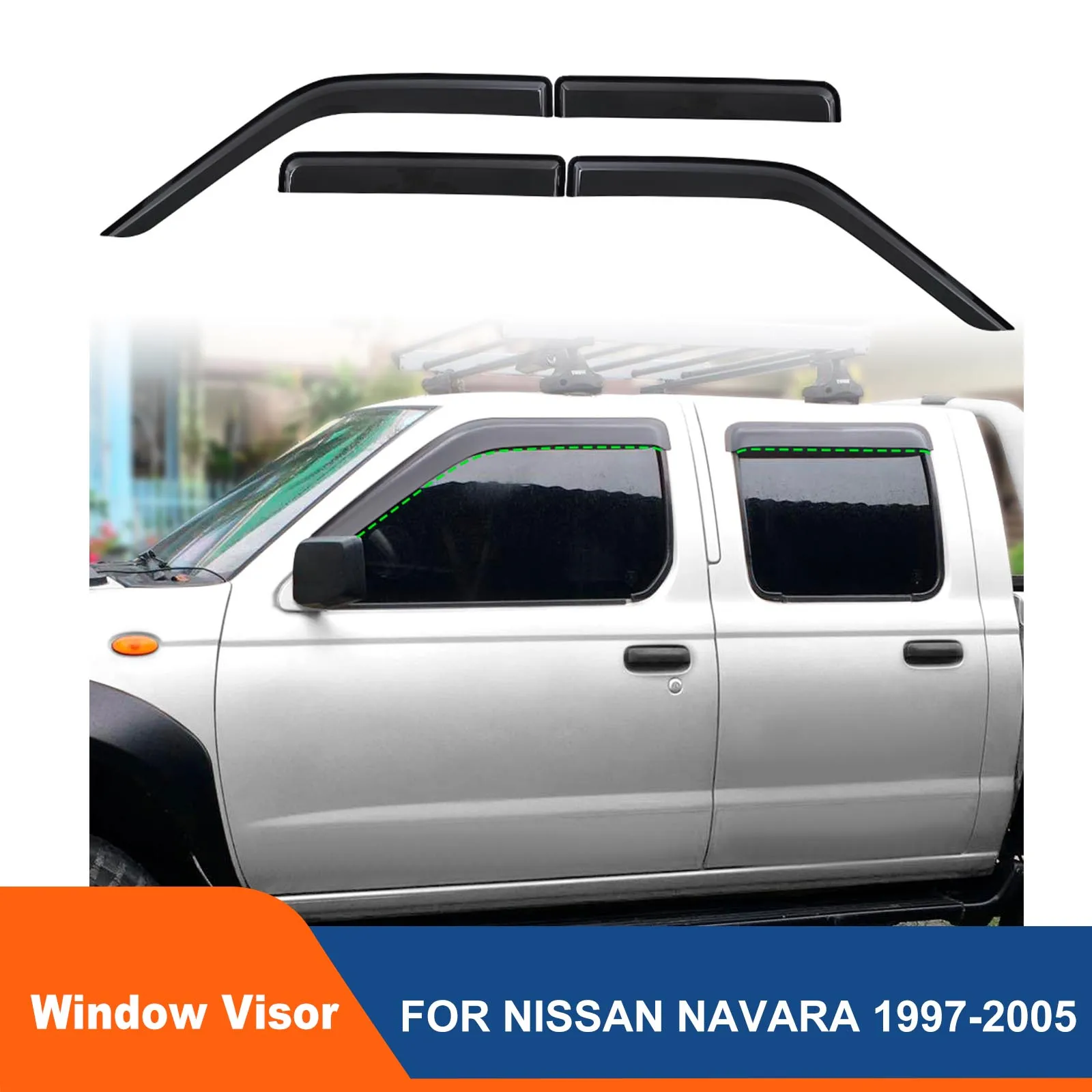 Matte Black Wind Deflector Window Visor Weathershield FOR NISSAN NAVARA 1997-2005 DOUBLE CABIN Car Accessories