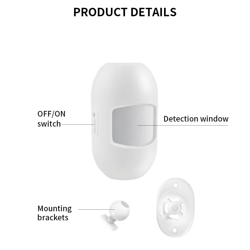 Mini Detector de movimiento PIR inalámbrico de 433MHz, sonda infrarroja pasiva de detección antirrobo del cuerpo humano, disparador, aplicación Host, mensaje push