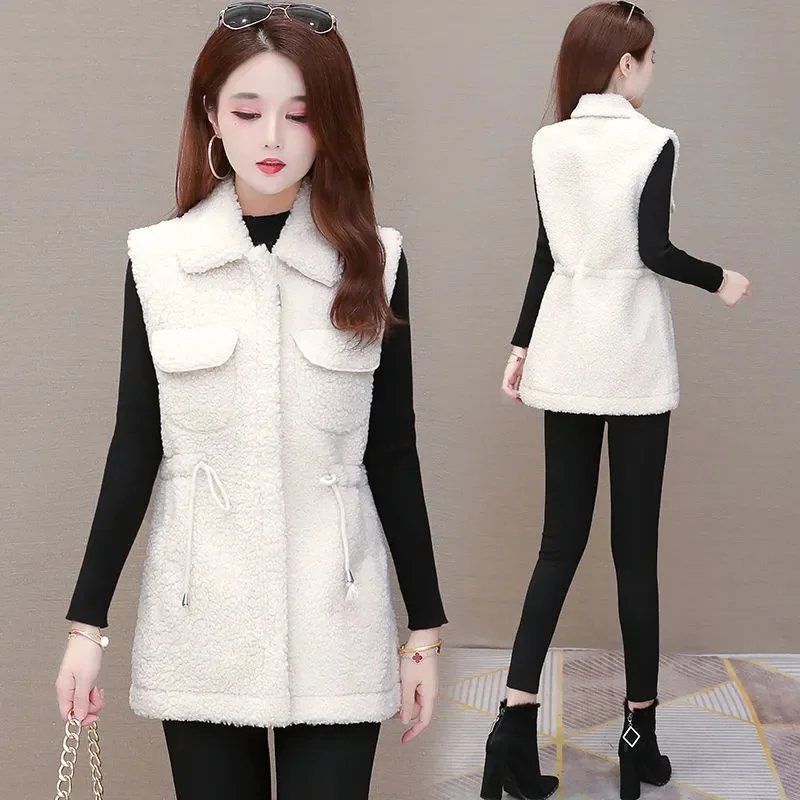 2025 Women Medium Long Styles Sleeveless Jacket Korean Lady Fashion Leisure Waistcoat Top Spring Autumn Female Zipper Vest Coat