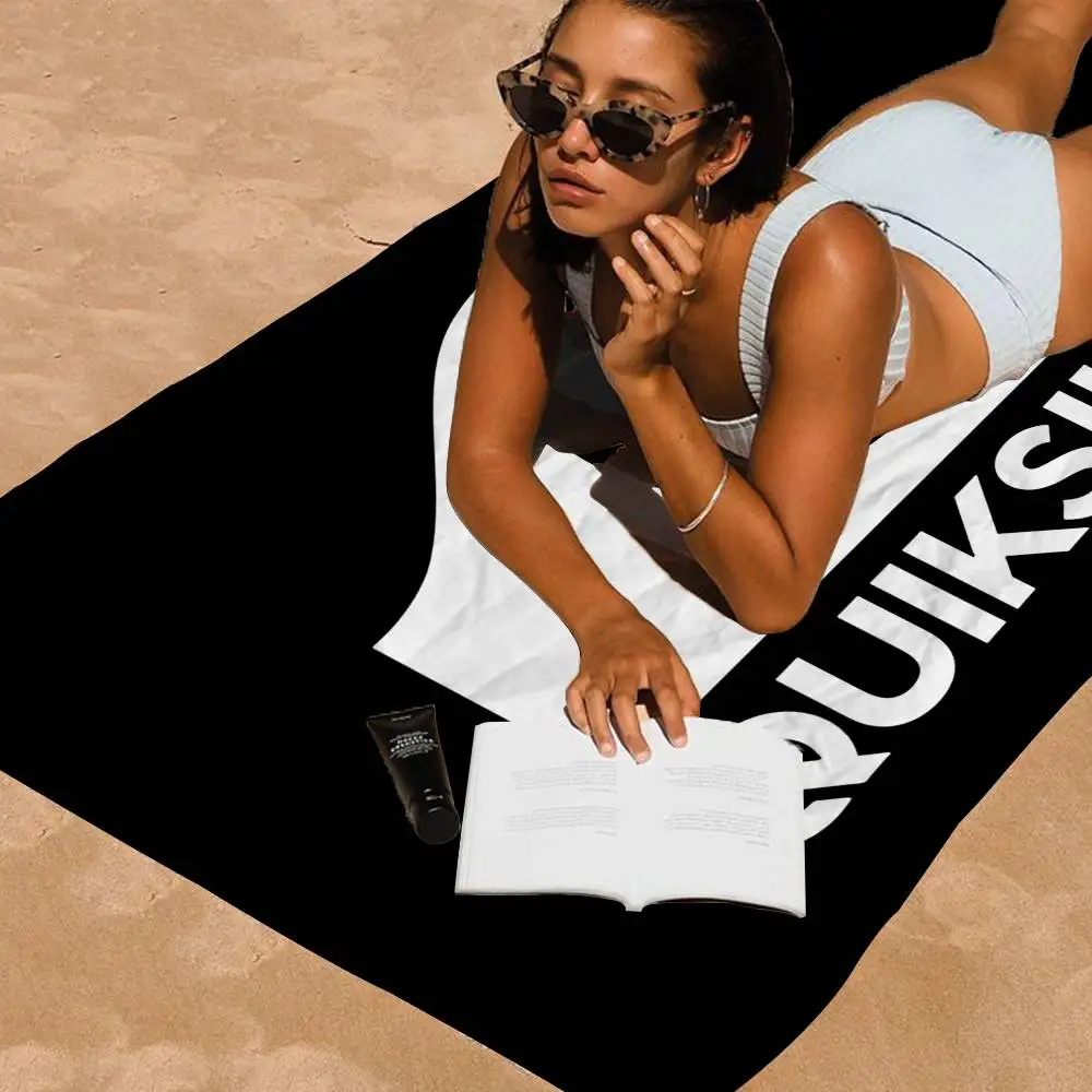 Q-QuiksilverS Logo ستوكات مطبوعة منشفة الشاطئ تسلق الجبال اليوغا الشاطئ السباحة الجري منشفة ناعمة ماصة #3