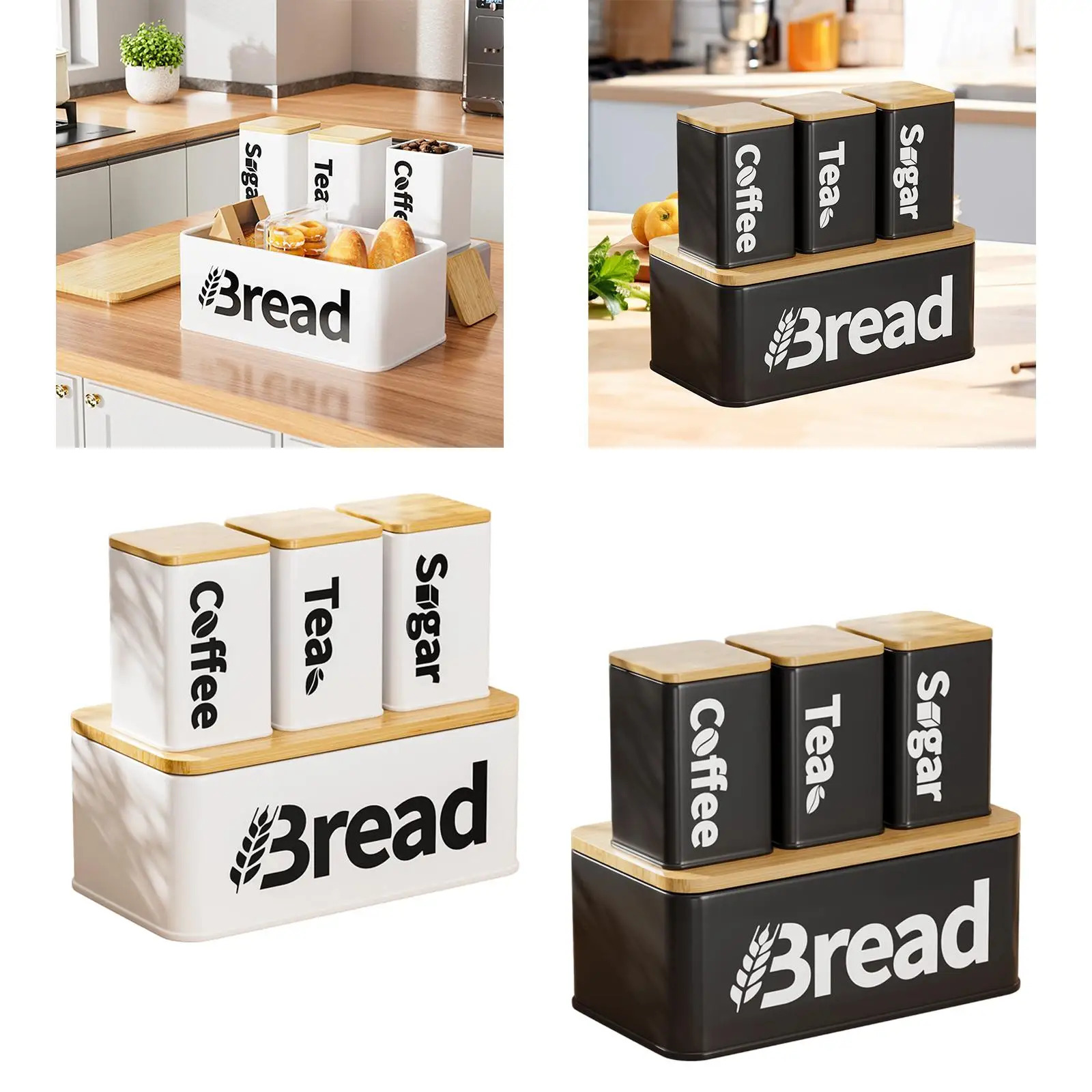 

Минималистичный железный контейнер для хранения хлеба с бамбуковой крышкой, набор хлебниц для организации хранения хлеба, выпечки и закусок на столешнице