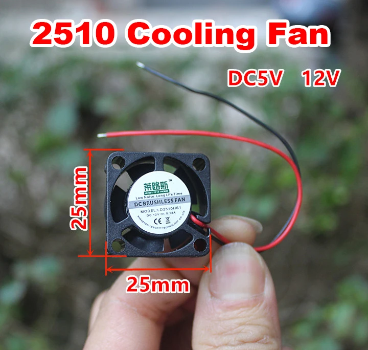 2PCS s2510  25mm Miniature DC Cooling Fan Brushless DC5V 12V Breeze Fan Mini 25*10mm Axial Fan 3D Pritner Parts