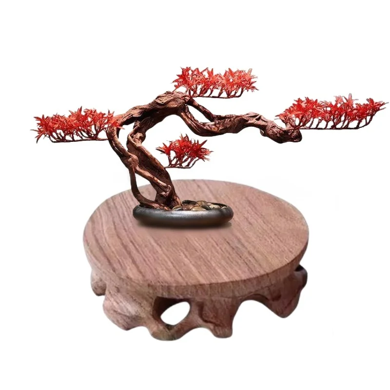 Simple Miniature Wooden Base Coffee Tea Sets Pedestal Figurines Vase Flower Pot Sorting Table Display Stand Bonsai Plant Shelves