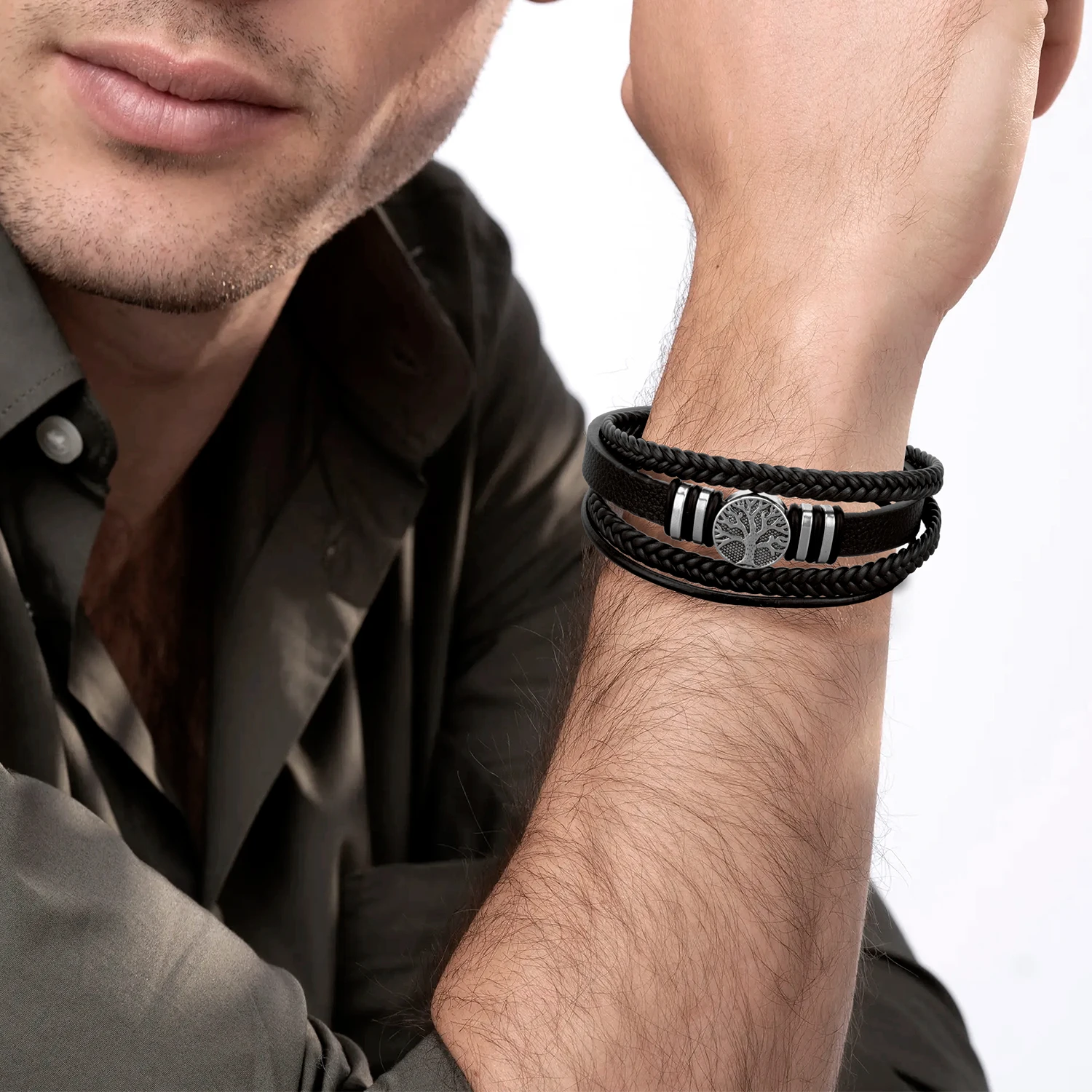11 Types Woven Leather Man Bracelets Gift Zinc Alloy Bracelet For Man Black Rope Hand-woven Multi-layer Brown Male Bangle Punk