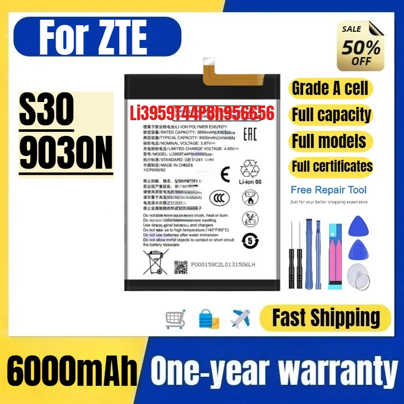 

Li3959T44P8h956656 for ZTE S30/9030N Mobile Phone Battery High Quality High Capacity Replacement Bateria Grade A Cell with Tools