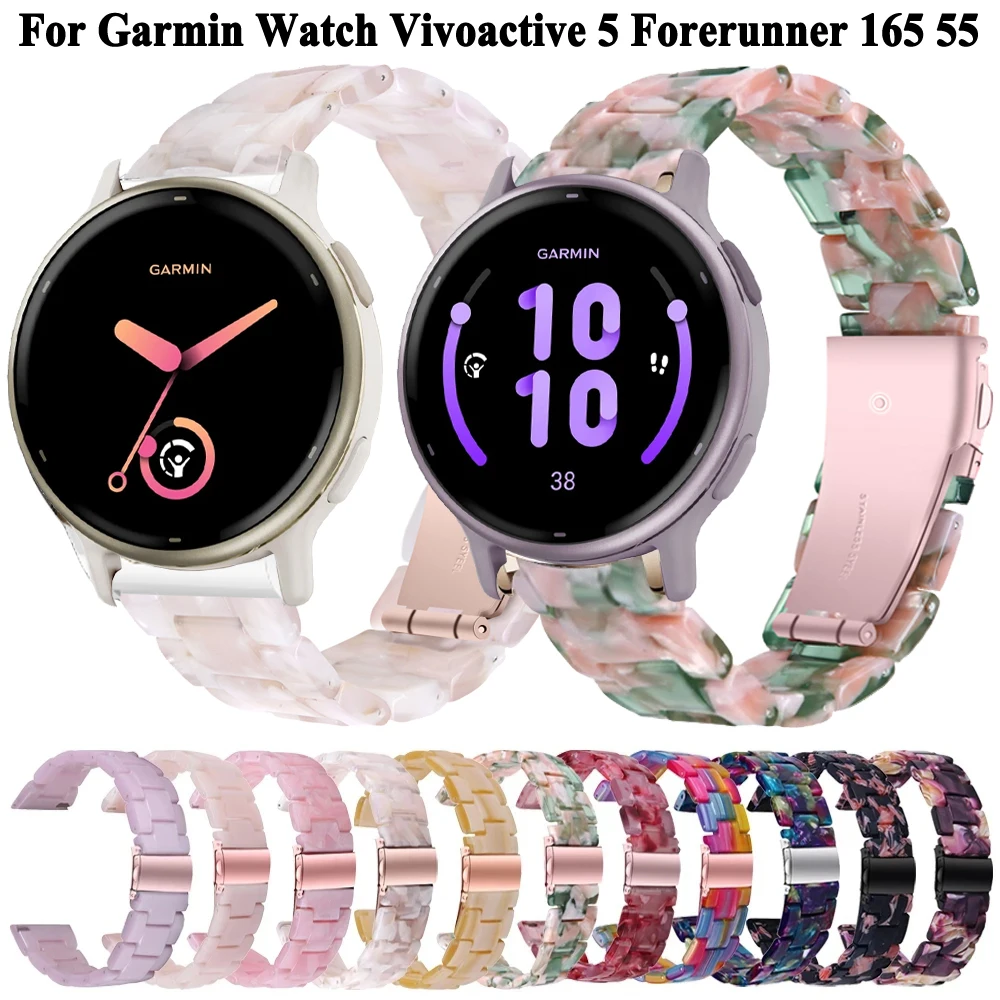 

20mm Resin Strap For Garmin Vivoactive 5 3 Forerunner 165 55 645 245 Venu Sq 2 Plus Smart Watch Bands Wristbands Bracelet