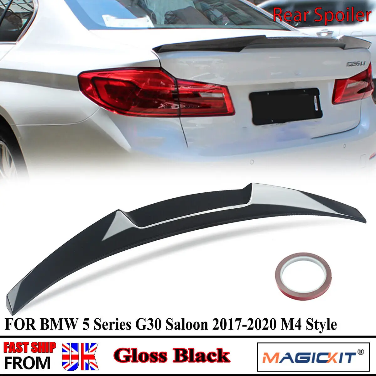 

FOR BMW 5 SERIES G30 Tail Roof Spoiler Wings M5 SALOON M4 STYLE 2017 2018 2019 2020 REAR TRUNK BOOT SPOILER LIP GLOSS BLACK