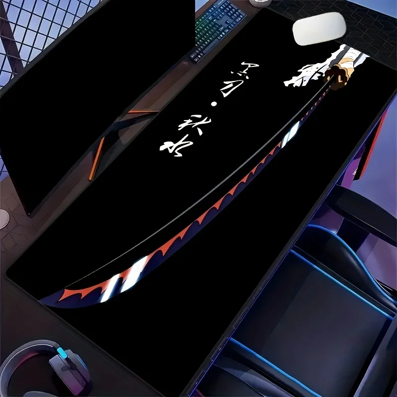 

Line Samurai Sword Large Gaming Mouse Pad Stitched Edges Non-Slip Rubber HD Printed Cartoon Desk Mat Gamers Office Accessories
