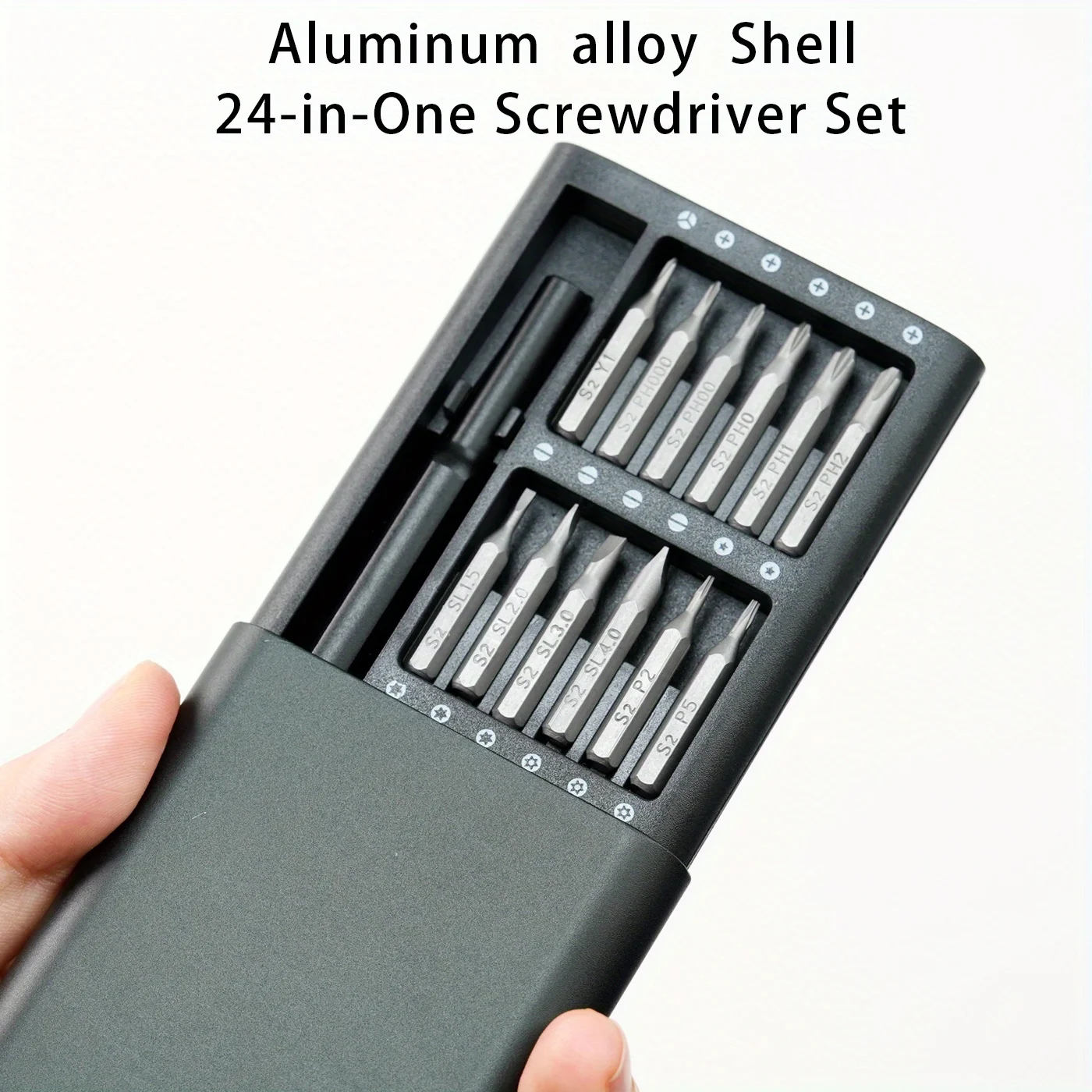 24-in-1 Precision Screwdriver Set - Uncharged Manual Steel Bits, Multi-Functional Aluminum Alloy Magnetic Repair Kit