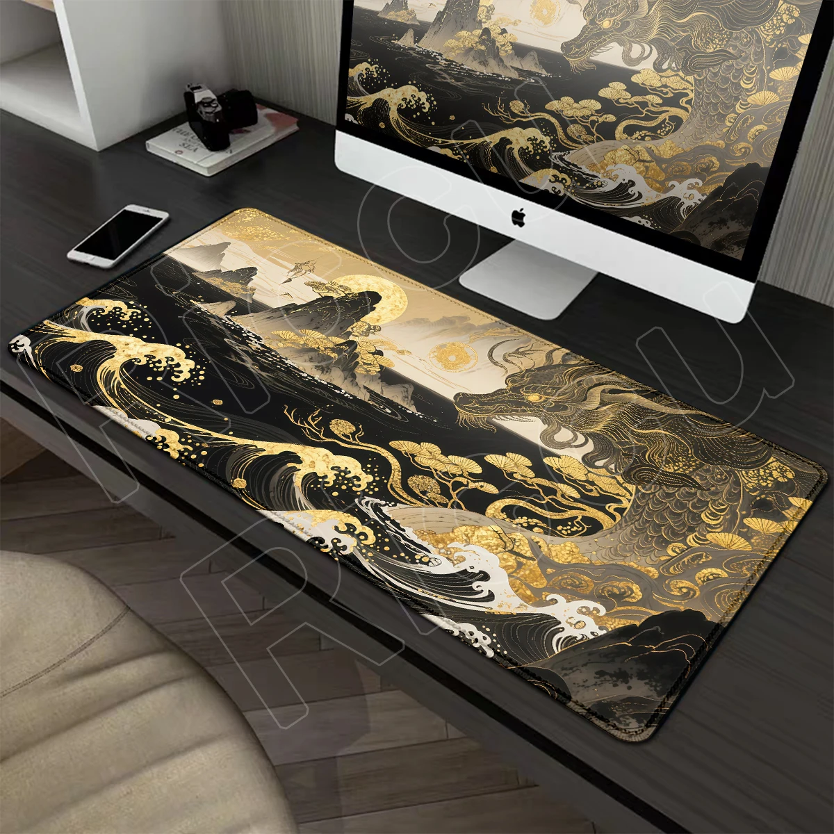 Dragon Extended Gaming-Mauspads, ultraglatte Oberfläche, langlebige Nähte, Teppich, Schreibtischunterlage, Büro- und Wohnaccessoires, Anime-Mauspads – Detail 1