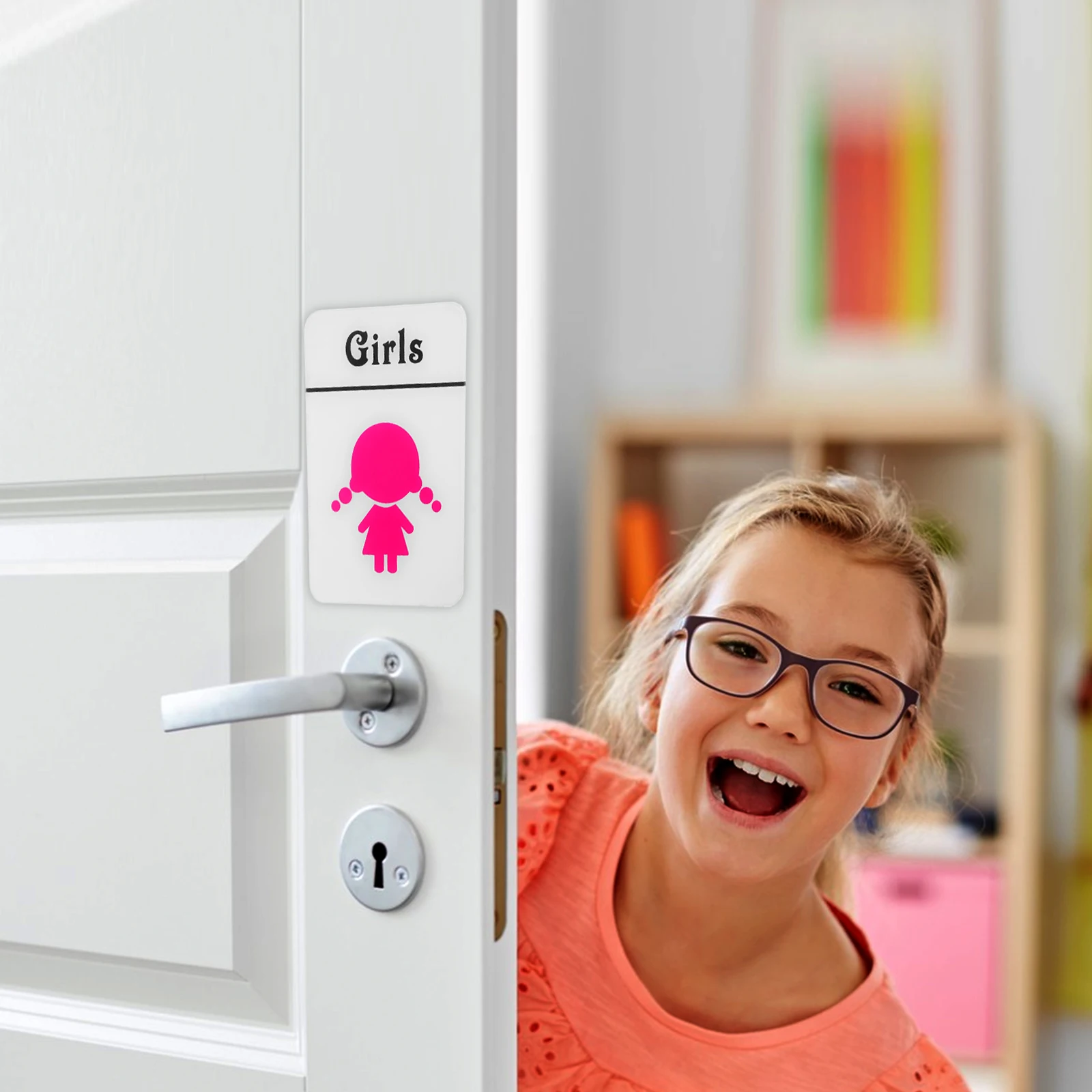 

Acrylic Kids Bathroom Sign Stickers Self Adhesive Gender Card Kindergarten Child Room Decor Cute Patterns Vibrant Colors