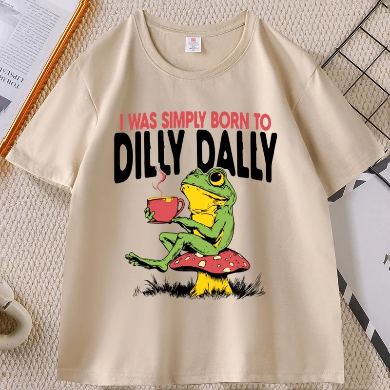 

Born To Dilly Dally T-Shirt Men Women Vintage Frog Tshirt Funny Oversized Graphic Tee Comfortale Cotton Short Sleeve Clothes