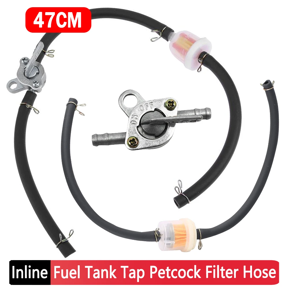 Inline Fuel Tank Tap Petcock Filter Hose Kit Universal Fuel Switch Oil Pipe Set Equipment for Pit Dirt Bike ATV Motorcycle SUV