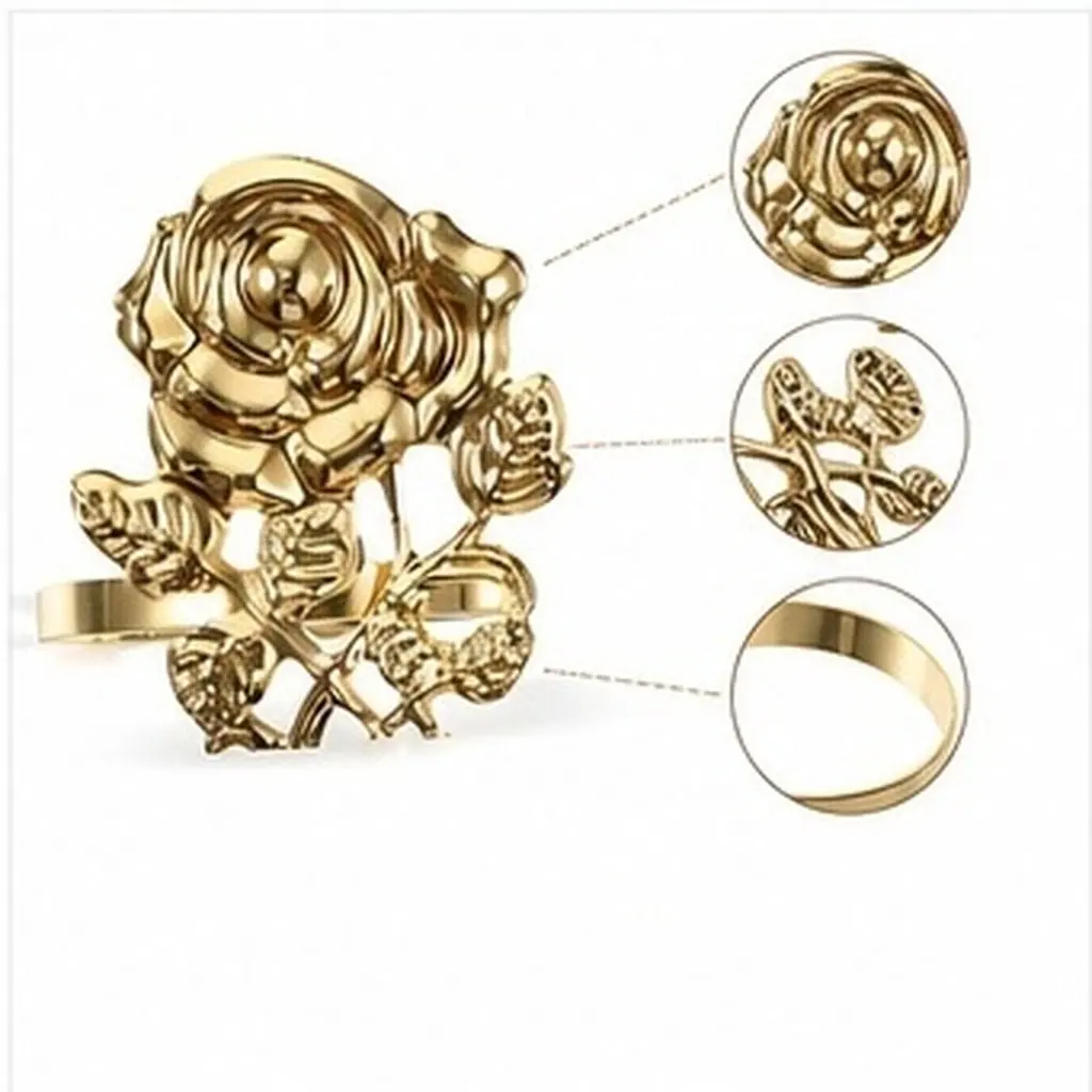 6Pcs Elegant Rose Napkin Rings Lightweight Metal Napkin Buckle for Formal Casual Gatherings Thanksgiving Mother's Day
