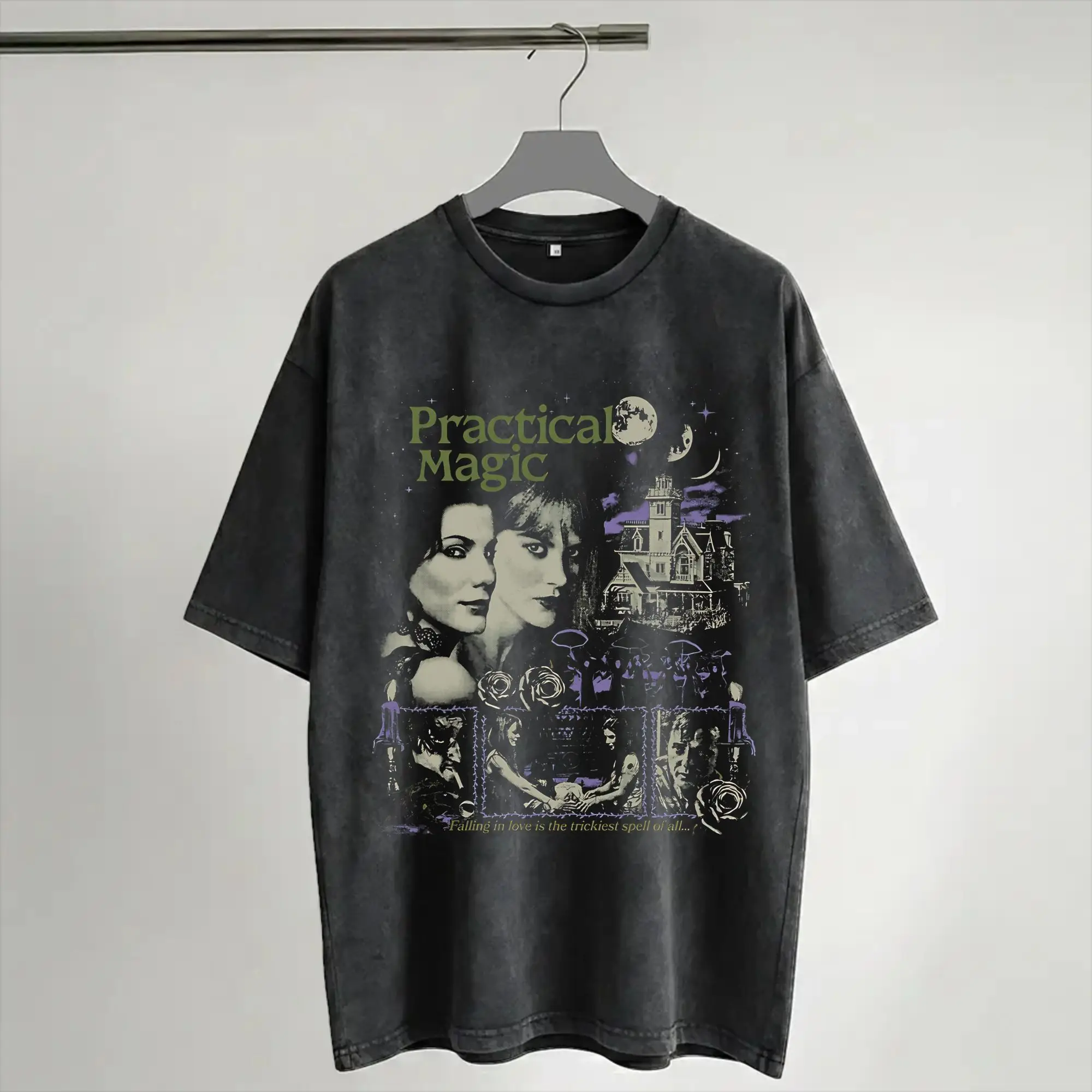 Harajuku Washed Shirts Practical Magic 2 Witchy Romance Witch Sisters Gothic Merch Fashion T-Shirts High Street  Streetwear