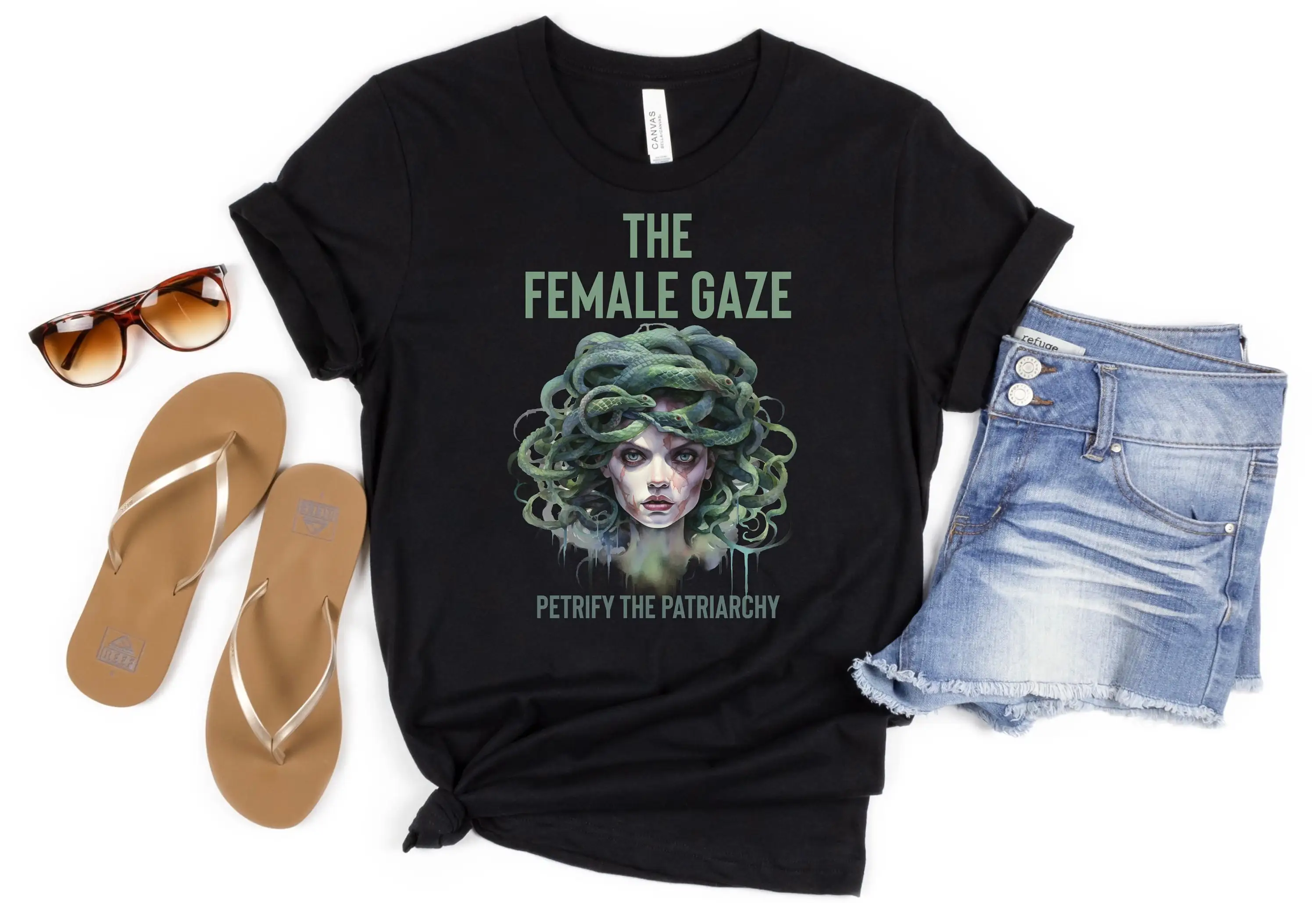 The Female Gaze Shirt Petrify Patriarchy Feminist Witch Pro Roe Activism Women'S Rights Spooky Liberal Abortion