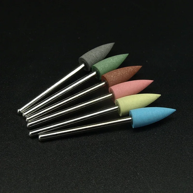 Hoge kwaliteit 6 stks/partij Siliconen polijstmachine Taper nagelboren voor elektrische manicure machine gladmaken en intiem polijsten