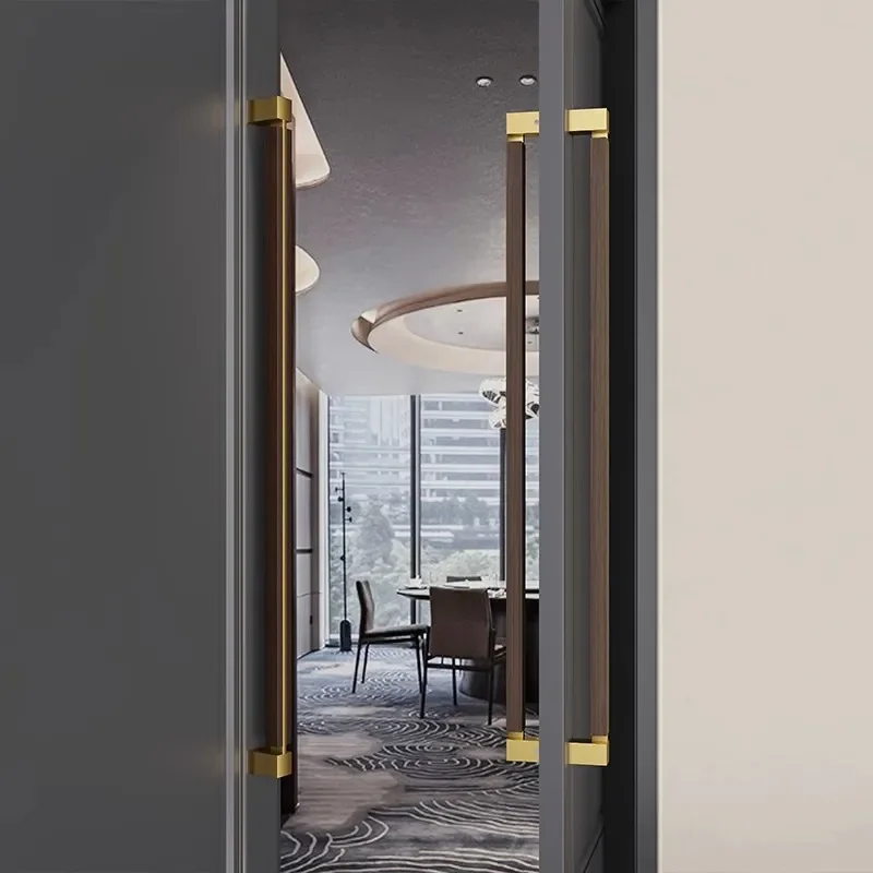 Stainless Steel Double Glass Door Handle Solid Wood Floor Spring for Hotel Heavy Duty Tempered Glass Entrance Hardware Modern