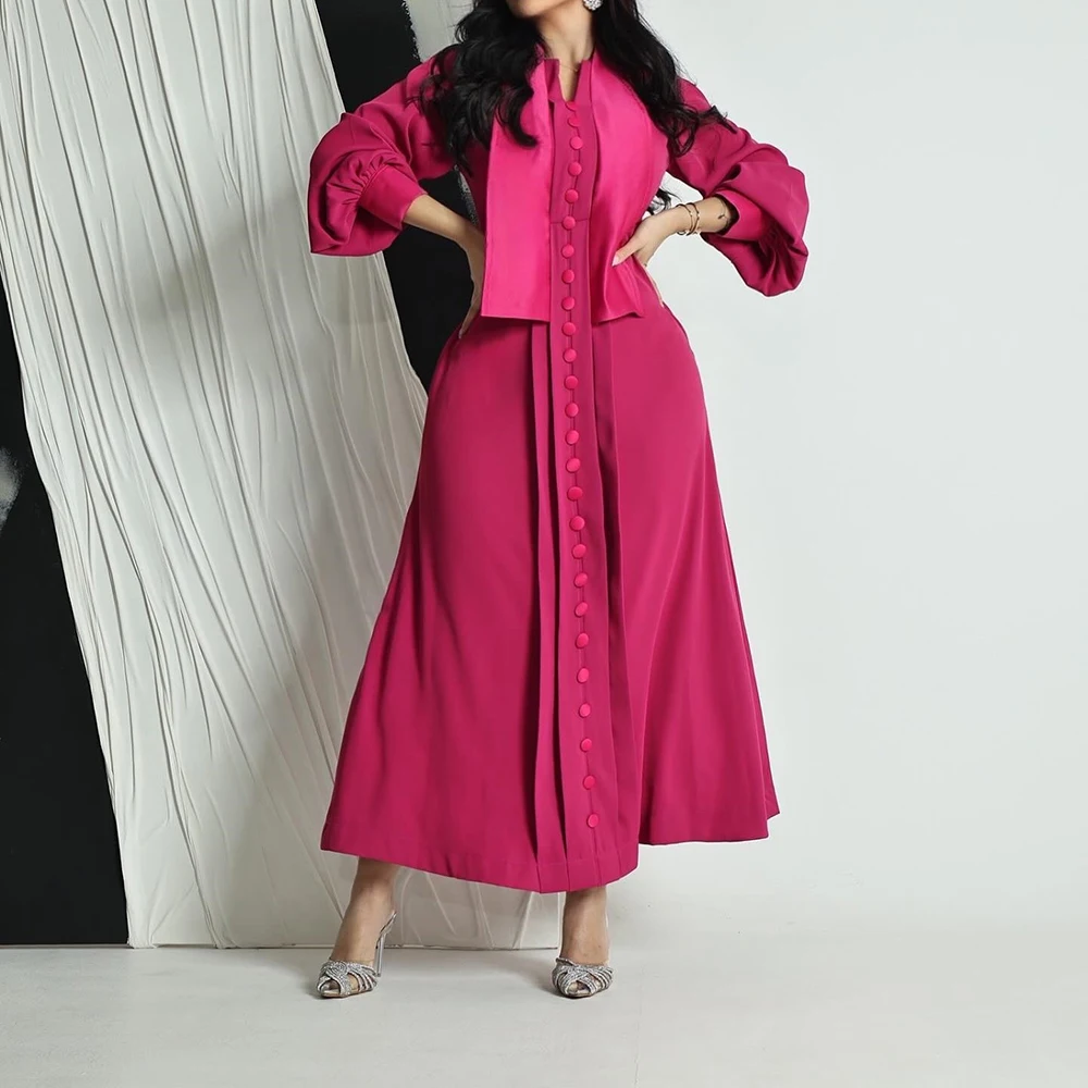 

Вечерние платья трапециевидной формы по индивидуальному заказу, длиной до щиколотки, с v-образным вырезом и длинными рукавами, платье для выпускного вечера, модное плиссированное простое драпированное повседневное вечернее платье на пуговицах