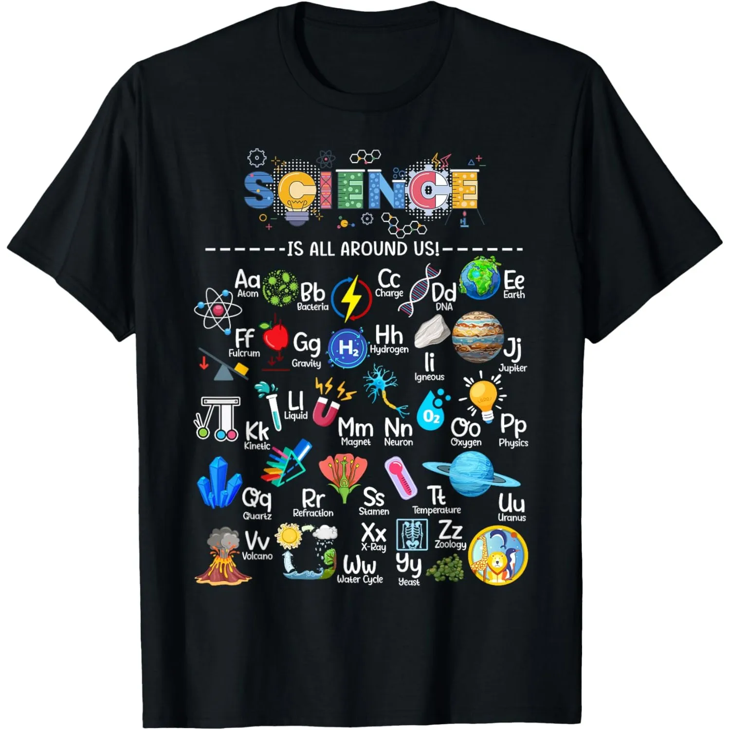 T-shirt Alphabet Scientifique, T-shirt graphique STEM, vêtements amusants pour scientifique, professeur, école