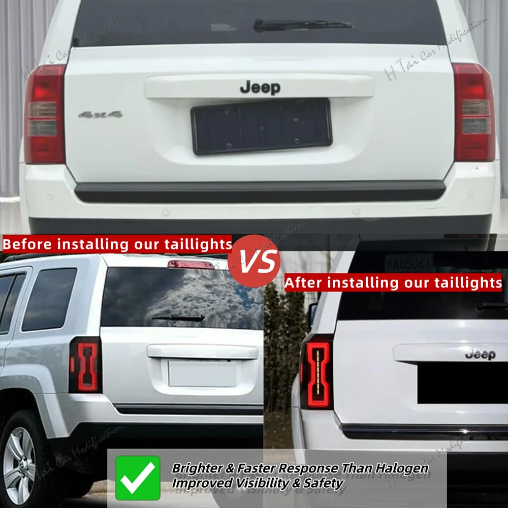 Pair LED Tail Lights For Jeep Patriot 2008-2017 Rear Lamps Taillights Rear Fog Lights Dynamic Turn Signal Car Light Assemblies view 3