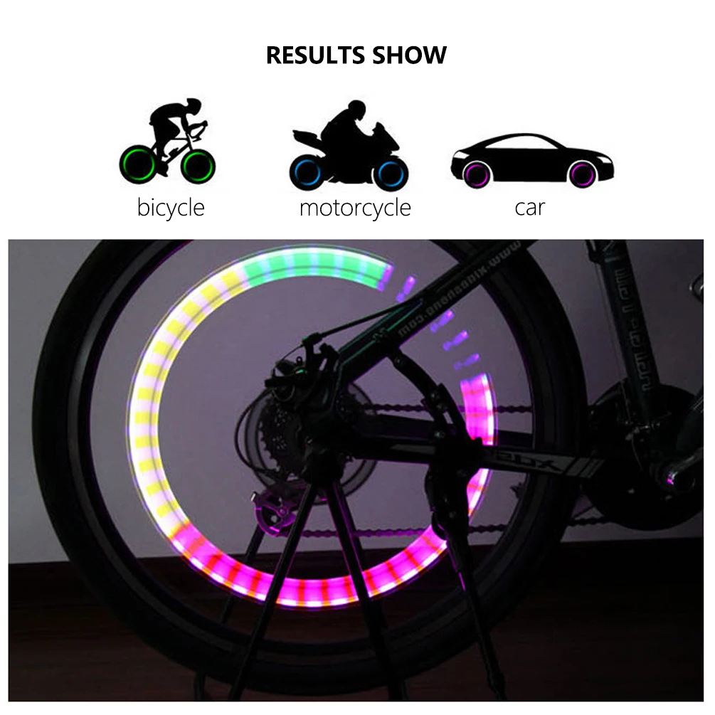 Lumières LED pour vélo de route et VTT, 2 pièces, avec batterie, rayons de roue, tige de assujet, lampe de capuchon, sécurité nocturne